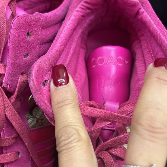 Coach Wedge Sneaker Bootie Women's 7M Pink Suede Signature Logo Y2K Sporty. - Picture 6 of 7